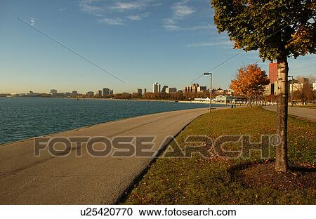 Stock Image - Walking path along the waterfront. Fotosearch