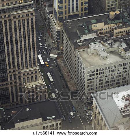 Stock Image - Aerial view from Empire State Building, New York City. Fotosearch