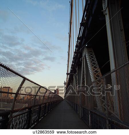 Pedestrian walkway on Manhattan Bridge, New York City View Large Photo Image Stock Photo - Pedestrian walkway on Manhattan Bridge, New York City. Fotosearch