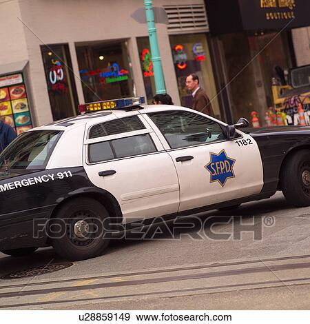 Stock Photo - Police car on street in San Francisco. Fotosearch