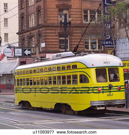 Stock Photo - Street Scene With Trolley Car in San Francisco. Fotosearch