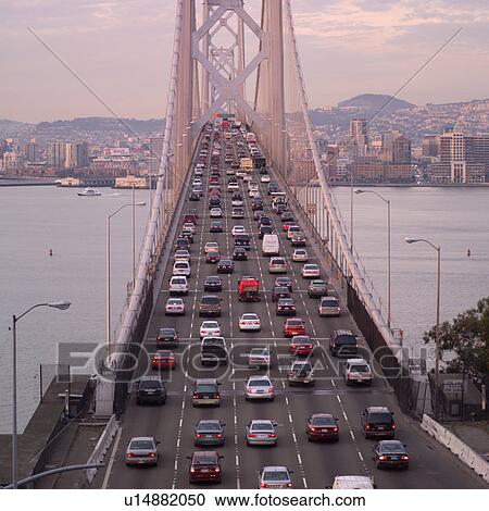Stock Image - Traffic over Bay Bridge. Fotosearch