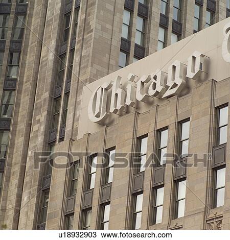 Stock Image - Facade of an office Chicago Tribune Building. Fotosearch