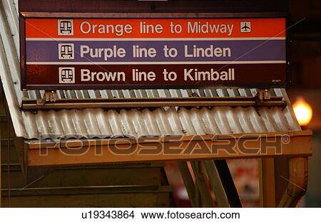 Signboard mentioning train routes at CTA Station in Chicago View Large Photo Image Picture - Signboard mentioning train routes at CTA Station in Chicago. Fotosearch