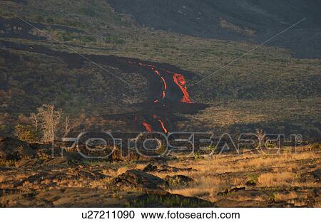 Stock Image - Lava flow - Volcano National Park - Hawaii. Fotosearch