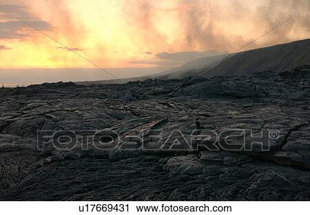 Stock Image - Volcano National Park - Big Island of Hawaii - hardened lava. Fotosearch