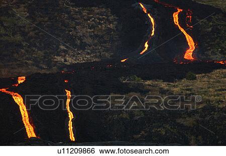 Stock Photograph - Lava flow - Volcano National Park - Hawaii. Fotosearch