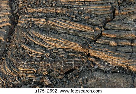 Stock Image - Volcano National Park - Big Island of Hawaii - hardened lava. Fotosearch