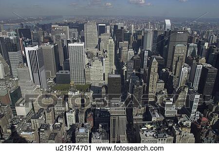 Stock Image - Manhattan Aerial Views, New York City. Fotosearch