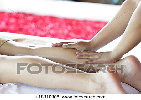 Close-up of a woman’s legs getting massaged. View Large Photo Image Stock Photo - Close-up of a woman’s legs getting massaged.. Fotosearch