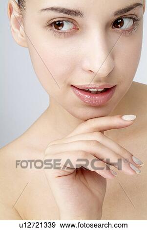 Close-up of a young woman. View Large Photo Image Stock Photo - Close-up of a young woman.. Fotosearch