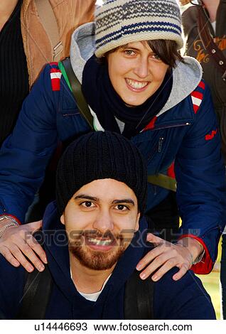 Portrait of two cheerful friends. View Large Photo Image Stock Image - Portrait of two cheerful friends.. Fotosearch