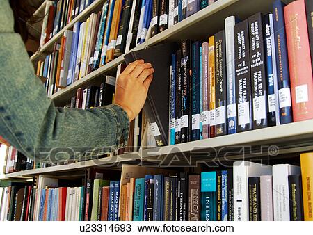 A person picking a book from a library. View Large Photo Image Stock Image - A person picking a book from a library.. Fotosearch