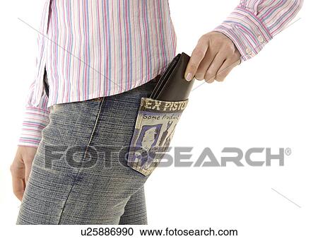 Stock Image - Midsection of a woman with a wallet.. Fotosearch