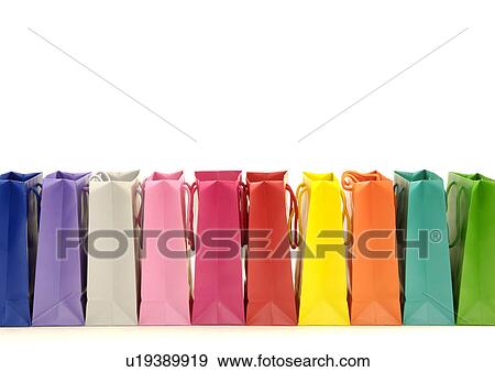 View of carrier bags arranged in a line. View Large Photo Image Stock Photo - View of carrier bags arranged in a line.. Fotosearch