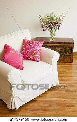 Stock Image - High angle view of an armchair in the living room. Fotosearch