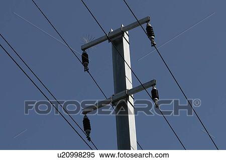 Stock Photography - eisenmasten, stahlseile, heavy current, power lines, conductor, stronmkosten, stream. Fotosearch