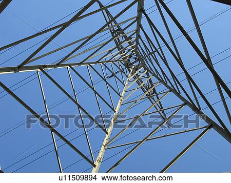 Picture - strom, aboveground, blue, consumption, current distribution, durchleitung. Fotosearch