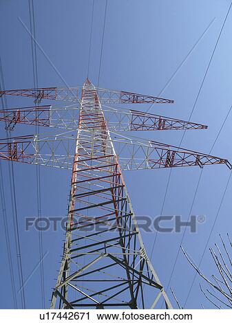 Stock Image - strom, bathe, blue, brace, dock, electricity, energy. Fotosearch