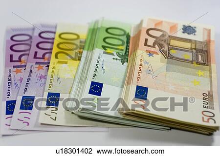 Stock Image - banknote, banknotes, bw, colored, currency, dock, euro. Fotosearch