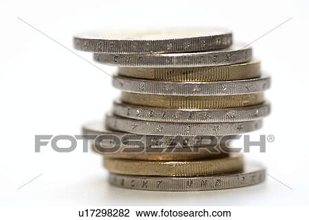 Stock Image - Euros coins stacked . Fotosearch