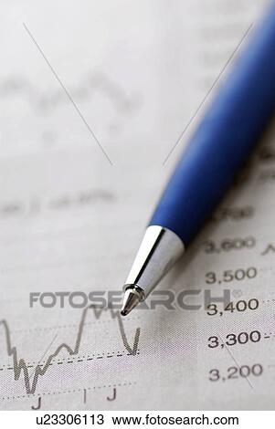 Stock Image - Pen working on a graph. Fotosearch