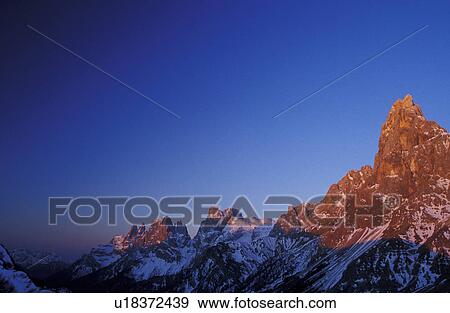 Stock Photo - aichner, dolomite, blue, alps, abenddaemmerung. Fotosearch