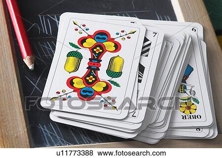 Stock Photo - jassen, ace, acorn, burr, cards, chalk. Fotosearch