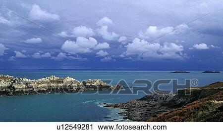 Stock Image - bretagne, calf, cap, clouds, coast, France, frehel. Fotosearch