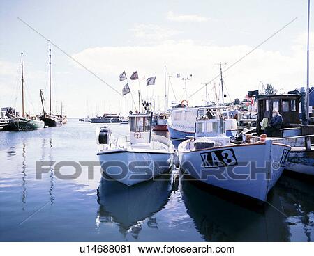 Stock Image - blue, boat, christoph, day, harbour, more water. Fotosearch