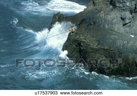 Stock Image - angler, bluff, blue, angling, adults. Fotosearch