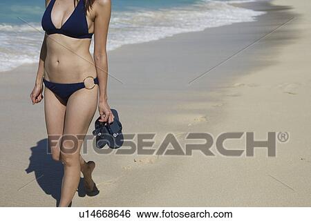 A woman walking on beach View Large Photo Image Stock Photograph - A woman walking on beach. Fotosearch