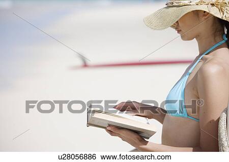 A young woman reading book at beach View Large Photo Image Stock Photograph - A young woman reading book at beach. Fotosearch