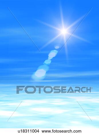 Picture - View of bright sun (digital composite). Fotosearch
