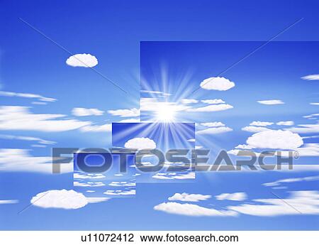 Stock Image - View of clouds and sky (digital composite). Fotosearch