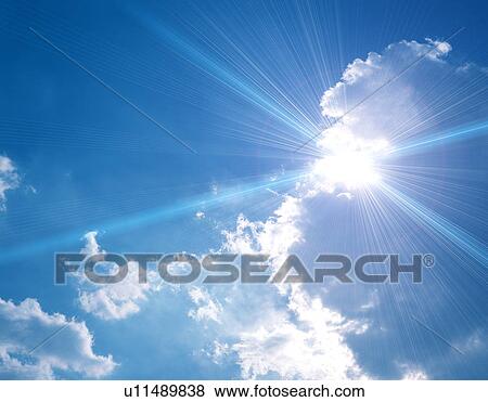 View of sky with sunlight through clouds View Large Photo Image Stock Photo - View of sky with sunlight through clouds. Fotosearch