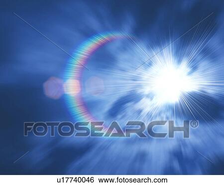 View of sunlight and rainbow View Large Photo Image Stock Photograph - View of sunlight and rainbow. Fotosearch