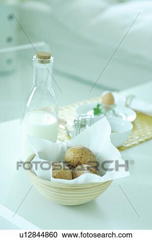 Breakfast, milk, bread and egg View Large Photo Image Stock Image - Breakfast, milk, bread and egg. Fotosearch