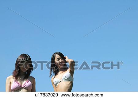 Portrait of young women in bikini View Large Photo Image Stock Photo - Portrait of young women in bikini. Fotosearch