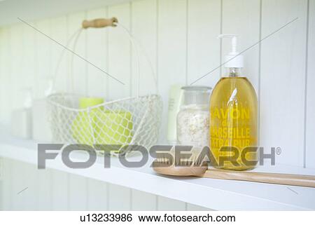 Body care goods on shelf View Large Photo Image Stock Photograph - Body care goods on shelf. Fotosearch