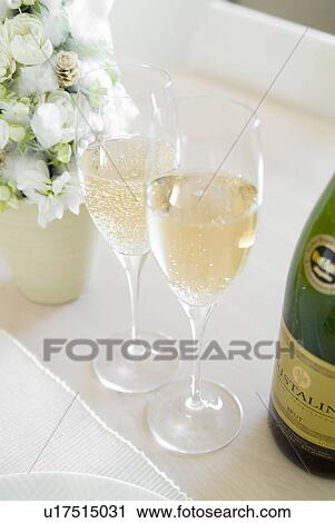 Stock Image - Glasses of champagne. Fotosearch