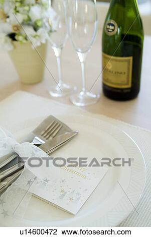 Stock Image - Place setting on table. Fotosearch