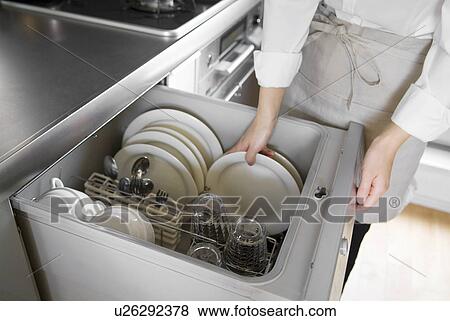 A woman loading dishwasher View Large Photo Image Stock Photo - A woman loading dishwasher. Fotosearch