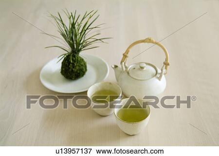 Stock Photo - Mossball and green tea. Fotosearch