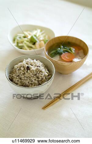 Stock Photo - Healthy Japanese breakfast. Fotosearch