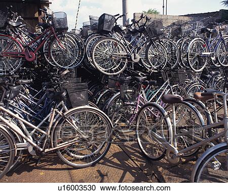 Stock Image - Large group of bicycles. Fotosearch
