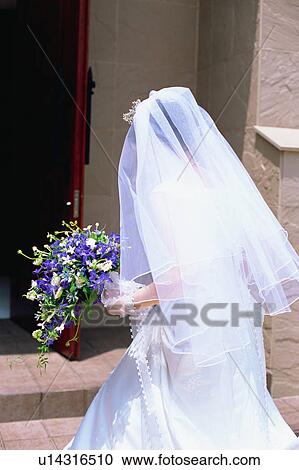 Stock Image - Rear view of bride. Fotosearch
