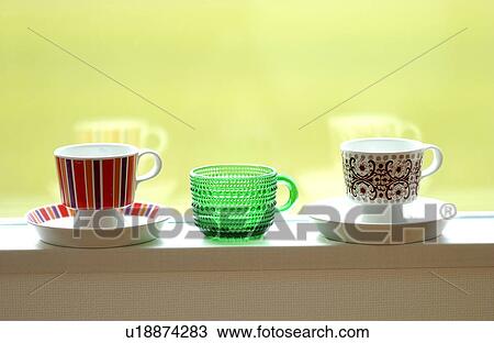 Stock Image - Three coffee cups. Fotosearch