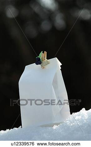 A single paper bag on snow View Large Photo Image Stock Photograph - A single paper bag on snow. Fotosearch