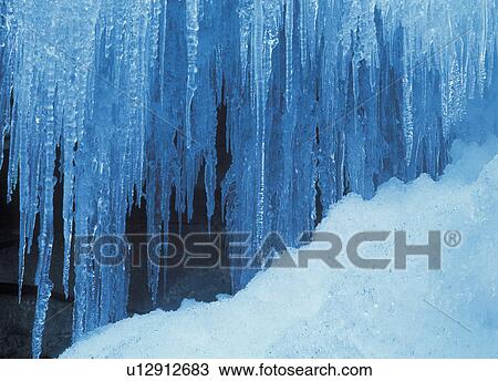 Stock Image - Cluster of icicles. Fotosearch